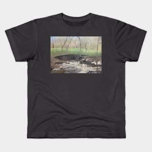 Stream by The Rocky Meadow Oil on Canvas Kids T-Shirt